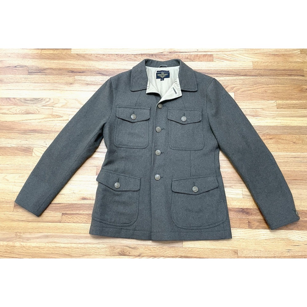 Cockpit USA Military Wool Blend Jacket Men's M WWII Style Map‎ Green Lucky